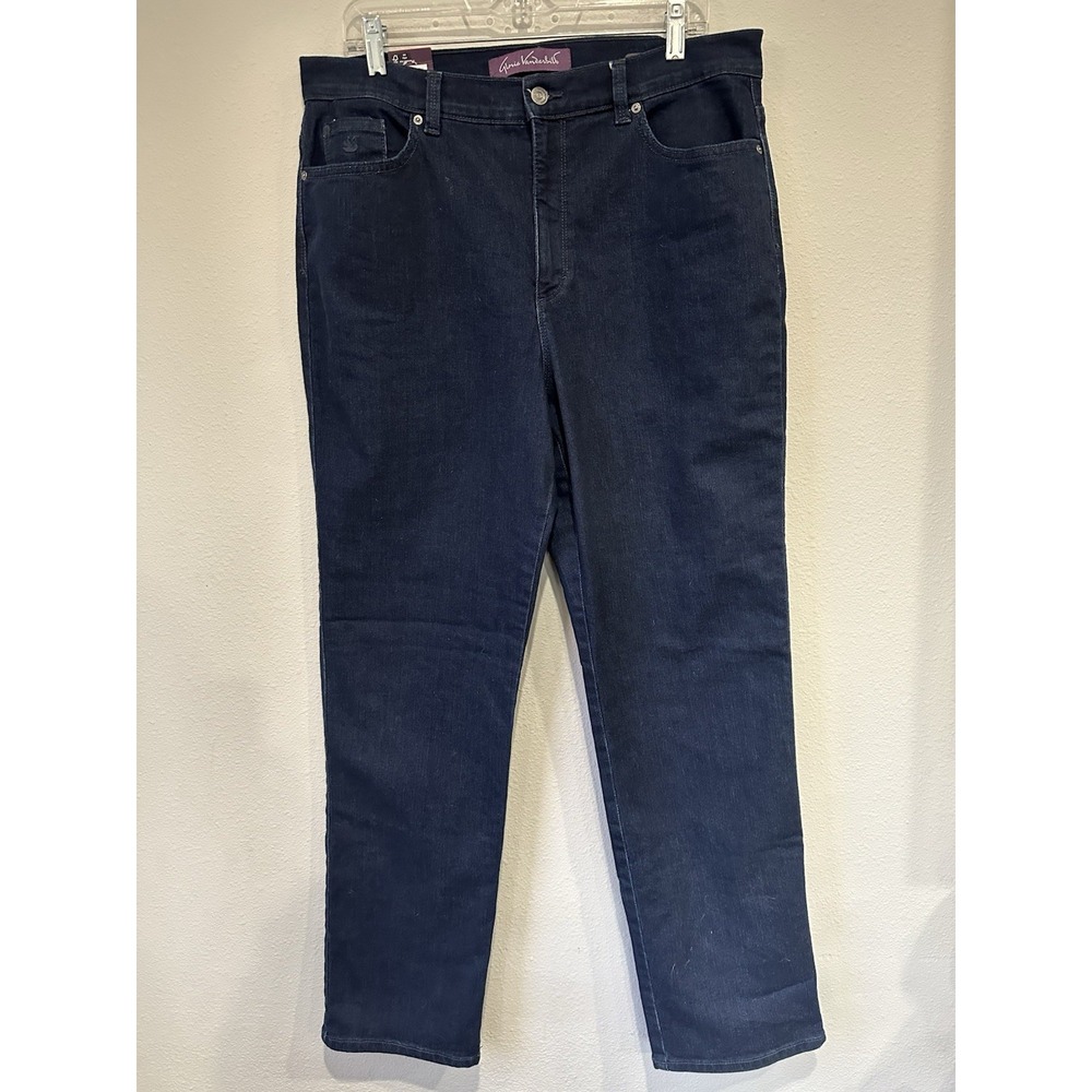Gloria Vanderbilt Amanda Navy Blue High Rise Straight Leg Jeans Women's Size‎ 16